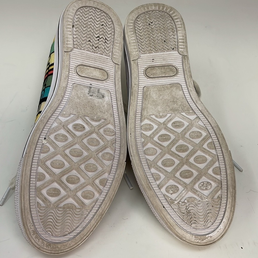GONE SKIING Shoes Converse Style Sneakers Yellow White Green Size 7 Women 5 Mens - Picture 10 of 11